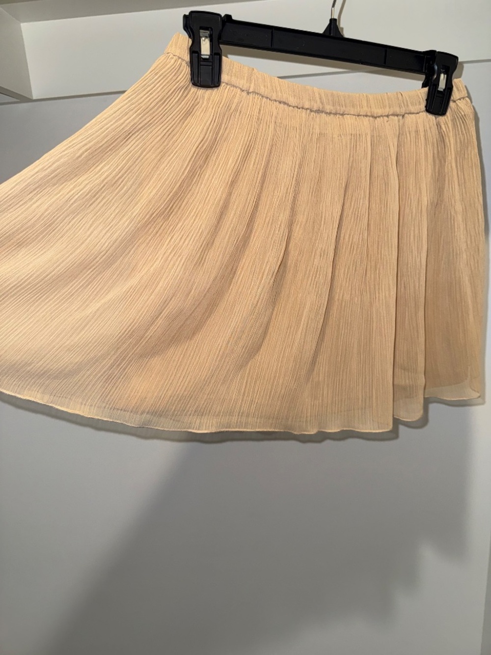 Forever 21 Beige Chiffon Skater Skirt Size Small Flowy Lined Mini Skirt